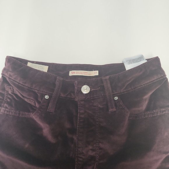 Levi's 721 Velvet High Rise Skinny Women's Pants Burgundy - Size 27 - Picture 3 of 4